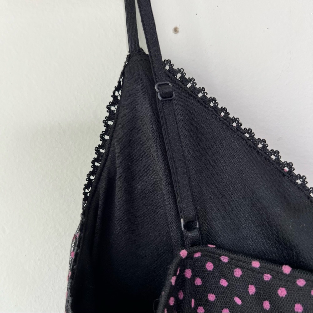 Charlotte Russe Y2K black tulle pink Swiss dot midi vintage slip dress Sz S - Picture 7 of 13